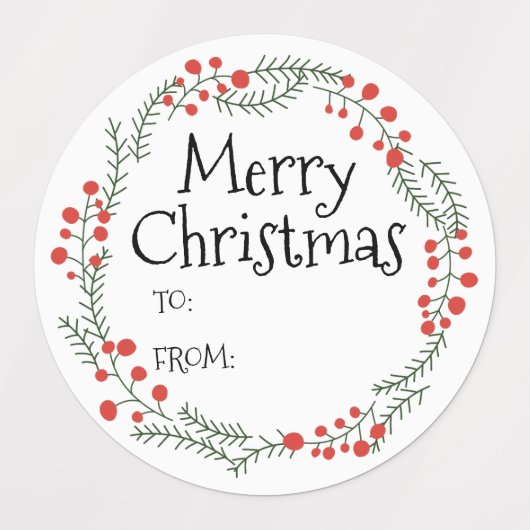 Vrolijk kerstfeest om van rustieke krans lijst sch labels (Design 1)