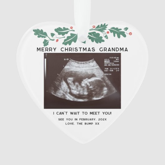 Vrolijk Kerstfeest Oma Baby Scan Keepsake Ornament (voorkant)