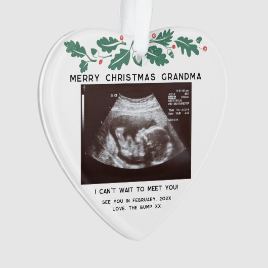 Vrolijk Kerstfeest Oma Baby Scan Keepsake Ornament (voorkant)