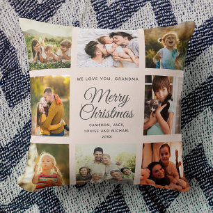 Vrolijk Kerstfeest Oma Blush Roze Fotocollage Kussen