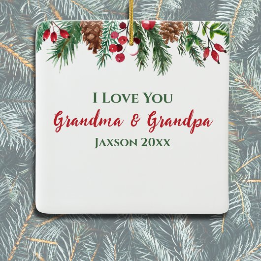 Vrolijk kerstfeest Oma en opa Keepsake Keramisch Ornament