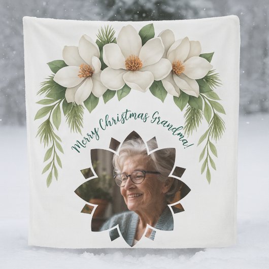 Vrolijk Kerstfeest Oma Foto Vakantie Gift Fleece Deken