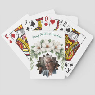 Vrolijk Kerstfeest Oma Foto Vakantie Gift Pokerkaarten