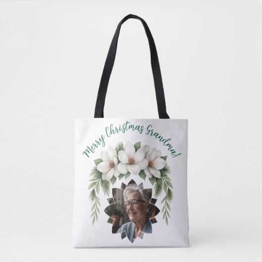 Vrolijk Kerstfeest Oma Foto Vakantie Gift Tote Bag (Voorkant)
