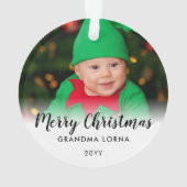 Vrolijk Kerstfeest Oma Grootouder Naam Foto Ornament (achterkant)