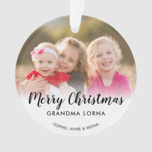 Vrolijk Kerstfeest Oma Grootouder Naam Foto Ornament