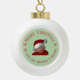 Vrolijk Kerstfeest Oma & Opa, Eigen Foto Gift, Keramische Bal Ornament