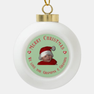 Vrolijk Kerstfeest Oma & Opa, Eigen Foto Gift, Keramische Bal Ornament