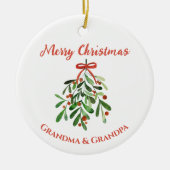 Vrolijk Kerstfeest Oma & Opa Keepsake Keramisch Ornament (Voorkant)