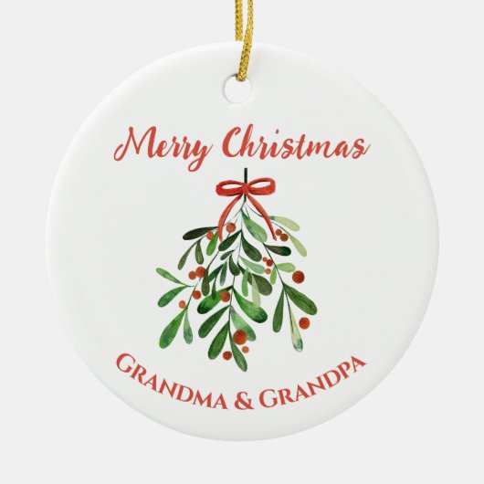 Vrolijk Kerstfeest Oma & Opa Keepsake Keramisch Ornament (Voorkant)