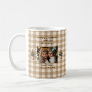 Vrolijk Kerstfeest Oma Rustic Gingham Foto Koffiemok