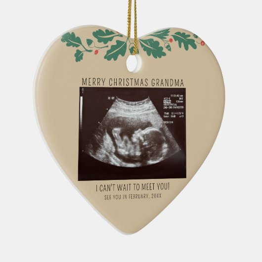 Vrolijk kerstfeest oma Zwangerschap Aankondiging Keramisch Ornament (Rechts)
