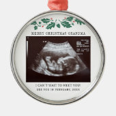 Vrolijk kerstfeest oma Zwangerschap Aankondiging Metalen Ornament (Voorkant)