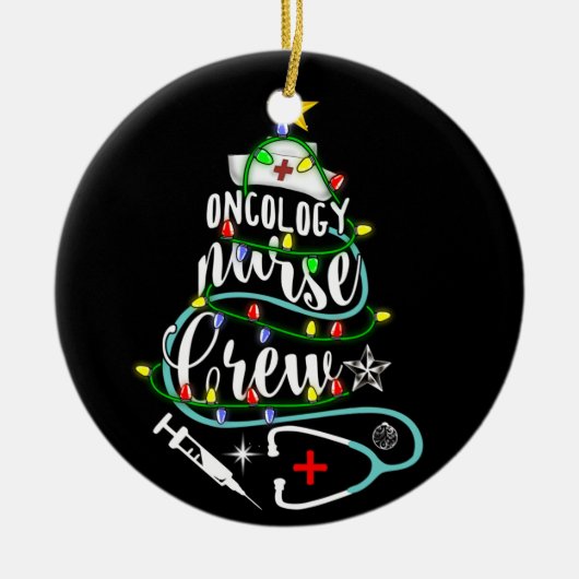 Vrolijk kerstfeest Oncoloog Oncology Nurse Crew Keramisch Ornament (Voorkant)