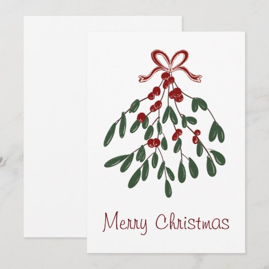 Vrolijk kerstfeest onder de maretak feestdagenkaart (Voorkant / Achterkant)