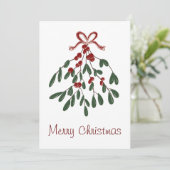 Vrolijk kerstfeest onder de maretak feestdagenkaart (Staand voorkant)