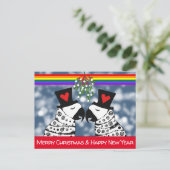 Vrolijk kerstfeest onder de mistletoe briefkaart (Staand voorkant)