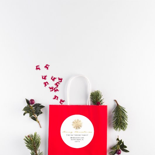 Vrolijk kerstfeest onder de naam Whit Gold RSVP Sn Ronde Sticker