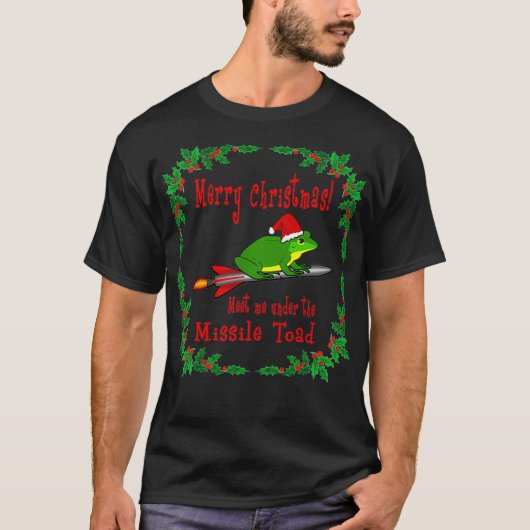 Vrolijk kerstfeest ontmoet me onder de rakettenjul t-shirt (Voorkant)