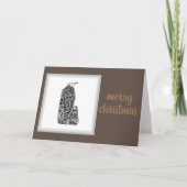 "Vrolijk kerstfeest" Ontwerp Bronze & Silver Pengu Feestdagen Kaart (Voorkant)