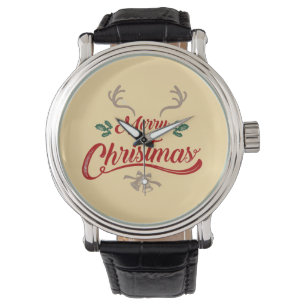 Vrolijk kerstfeest  ontwerp   Rood & Groen Horloge