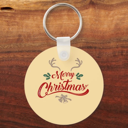 Vrolijk kerstfeest ontwerp | Rood & Groen Sleutelhanger (Achterkant)