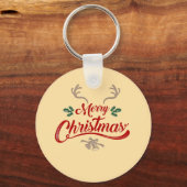 Vrolijk kerstfeest ontwerp | Rood & Groen Sleutelhanger (Voorkant)
