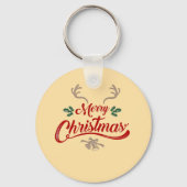 Vrolijk kerstfeest ontwerp | Rood & Groen Sleutelhanger (Achterkant)