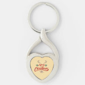 Vrolijk kerstfeest ontwerp | Rood & Groen Sleutelhanger (Voorkant)