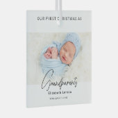 Vrolijk kerstfeest Onze eerste Schattigee Baby als Glas Ornament (Voorkant Rechts)