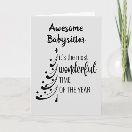 VROLIJK KERSTFEEST ** ONZE GEWELDIGE BABYSITTER ** FEESTDAGEN KAART (Voorkant)