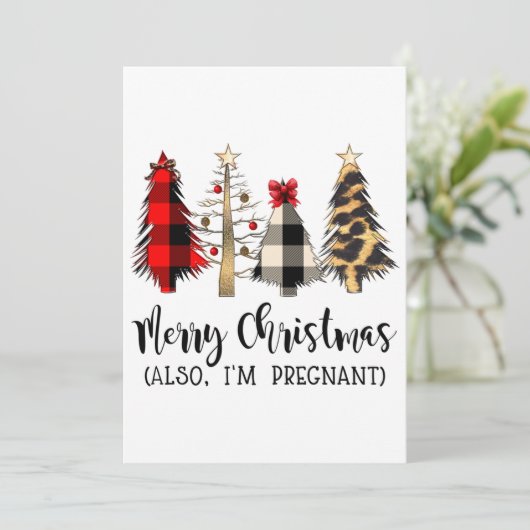 Vrolijk kerstfeest ook ik ben zwanger Anoun Feestdagenkaart (Staand voorkant)