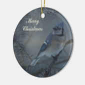 Vrolijk kerstfeest - Oosterse Blauwe Jay Keramisch Ornament (Links)