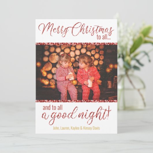 Vrolijk kerstfeest op alle fotokaarten feestdagenkaart (Staand voorkant)