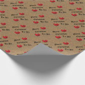 Vrolijk kerstfeest op alle schoot met rode bogen cadeaupapier (Hoek)