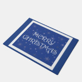 Vrolijk kerstfeest op blauw met sneeuwvlokken deurmat (Schuin)