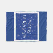 Vrolijk kerstfeest op blauw met sneeuwvlokken fleece deken (Voorkant (Horizontaal))