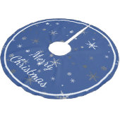 Vrolijk kerstfeest op blauw met sneeuwvlokken kerstboom rok (Gekanteld)