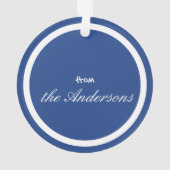 Vrolijk kerstfeest op blauw met sneeuwvlokken ornament (achterkant)