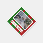 Vrolijk Kerstfeest op Breien Rood en Groen Foto Servet (Hoek)