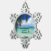 Vrolijk kerstfeest op de Bahama's Tin Sneeuwvlok Ornament (Rechts)