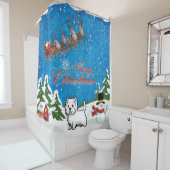 Vrolijk kerstfeest op de hoge termijn met kerstman douchegordijn (In situ)