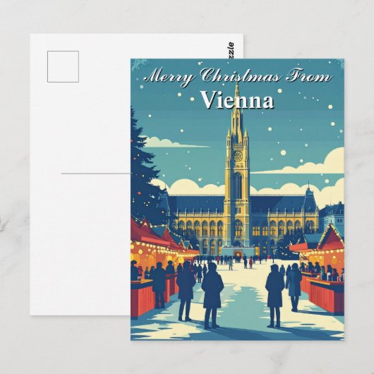 Vrolijk kerstfeest op de Oostenrijkse Markt in Wen Briefkaart (Voorkant / Achterkant)