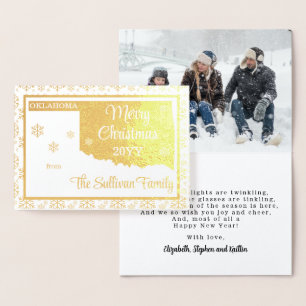 Vrolijk kerstfeest op de staatfoto van Oklahoma Folie Kaarten