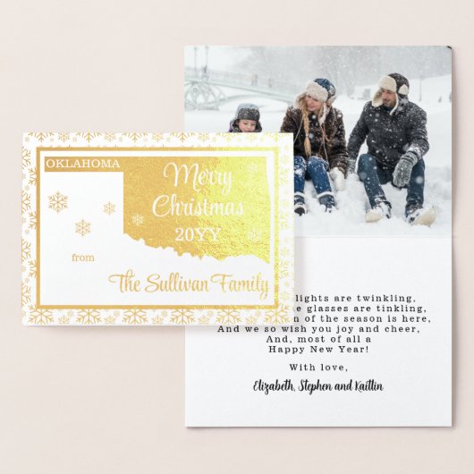 Vrolijk kerstfeest op de staatfoto van Oklahoma Folie Kaarten (Display)