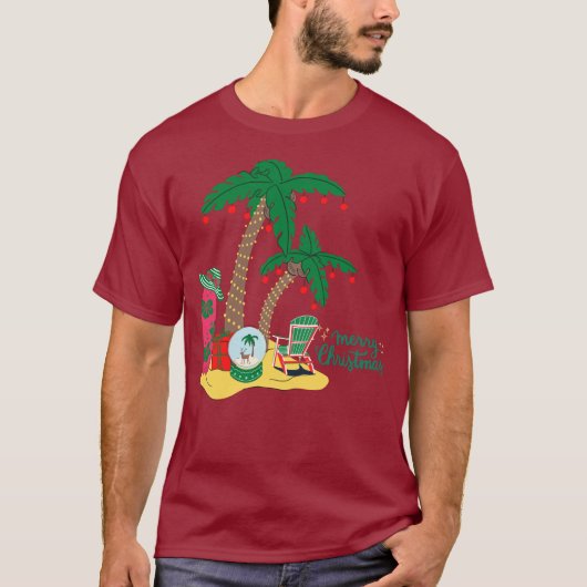 Vrolijk kerstfeest op de strand T-Shirt (Voorkant)