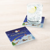 Vrolijk kerstfeest op de volle maan glazen onderzetter (Schuin)