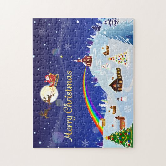 Vrolijk kerstfeest op de volle maan legpuzzel (Verticaal)