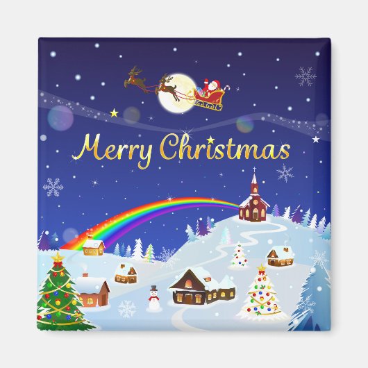 Vrolijk kerstfeest op de volle maan magneet (Voorkant)