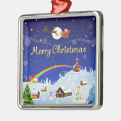 Vrolijk kerstfeest op de volle maan metalen ornament (Links)